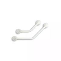 Barre d'appui "ERGOGRIP" coudée 135° inox poli support blanc Barre d'appui "ERGOGRIP" coudée 135° inox poli support blanc
