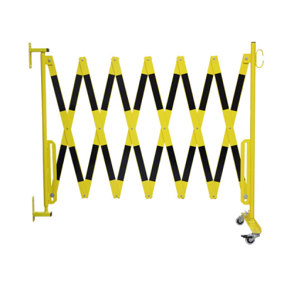 Barrière extensible de couleur jaune et noir 6 roulettes - Panostock