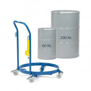 Chariot de manutention fûts 60L, 200L réglable dossier de poussée