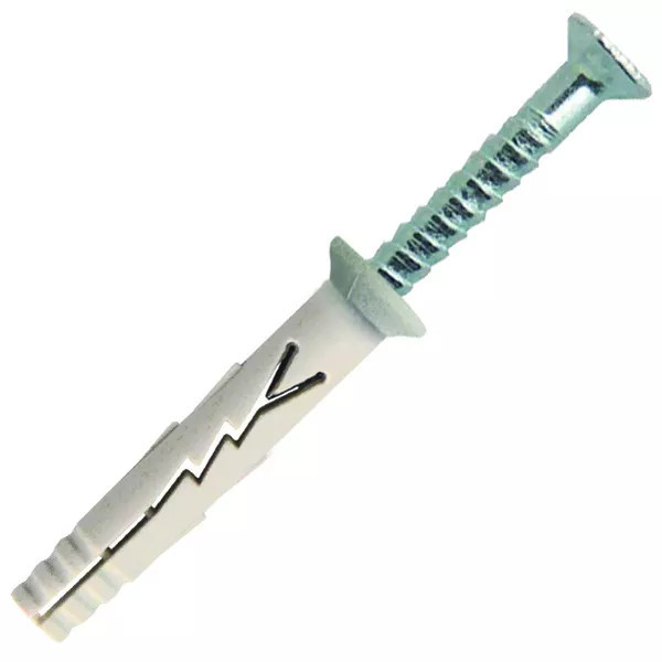 Cheville à frapper tête fraisée nylon/clou acier