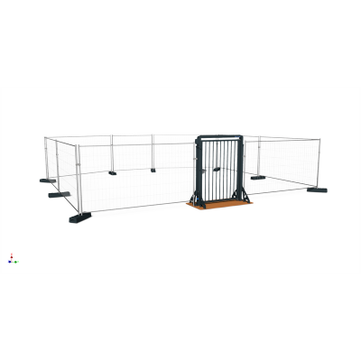 Délimitation sécurisée de chantier avec clôture mobile et porte d’accès – SET 3B7090VD