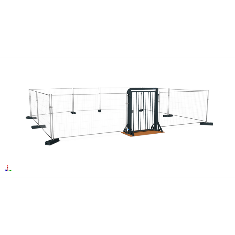 Délimitation sécurisée de chantier avec clôture mobile et porte d’accès – SET 3B7090VD