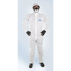 ccvvbgf Vêtement de Protection Chimique Combinaison de Protection à Capuche Blanc Anti-poussière Etanche Vêtements de Travail Anti-Statique pour Chimiques Biologiques Nettoyage Peinture 