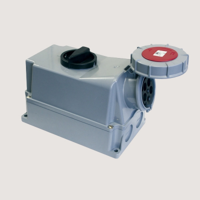Prise murale avec interrupteur 230V 63A 2P+T IP67 et IK08
