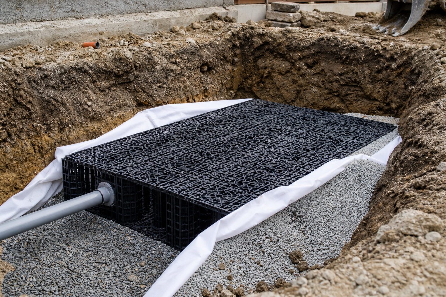 Schéma de dimensionnement d'un caisson d'infiltration