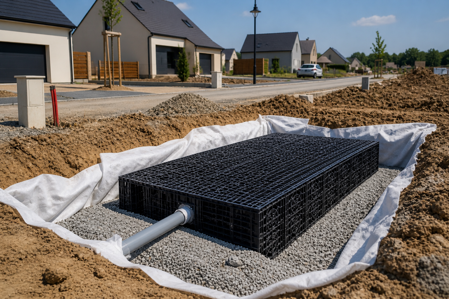 Caisson d'infiltration enterré pour gestion des eaux pluviales