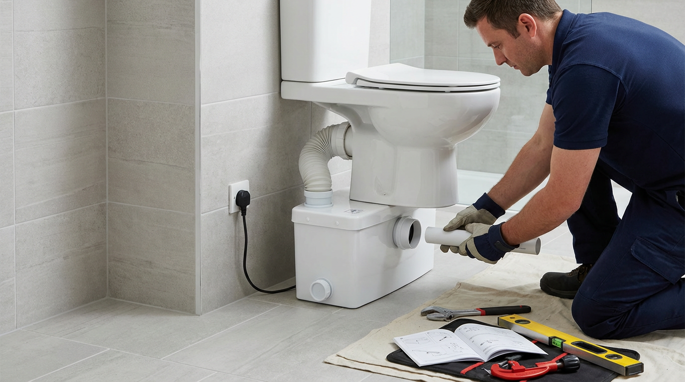 Installation pompe broyeur WC