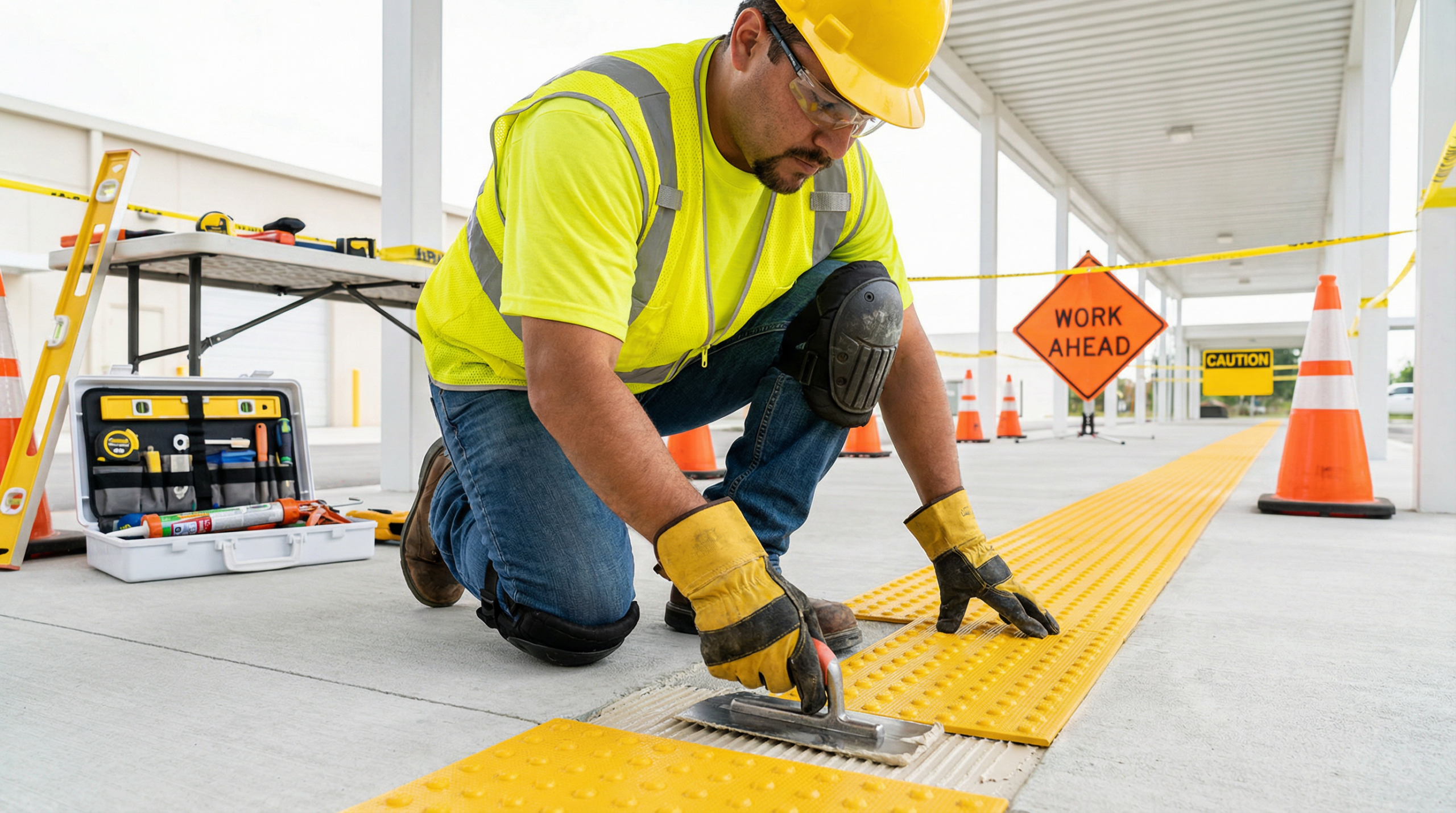 Guide pose sécurisée bandes podotactiles