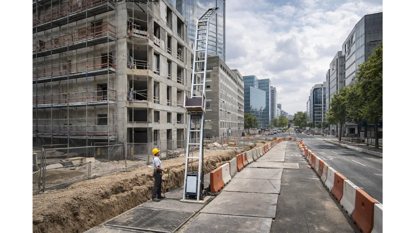 Monte-matériaux sur chantier BTP