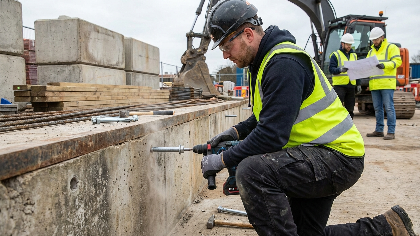 Fixation dans un mur friable avec chevilles béton