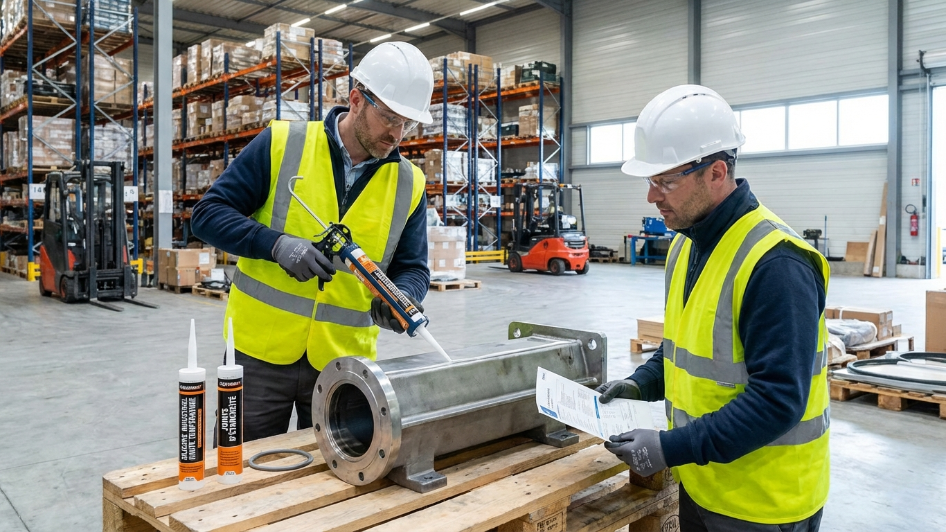 Application de silicone sur chantier