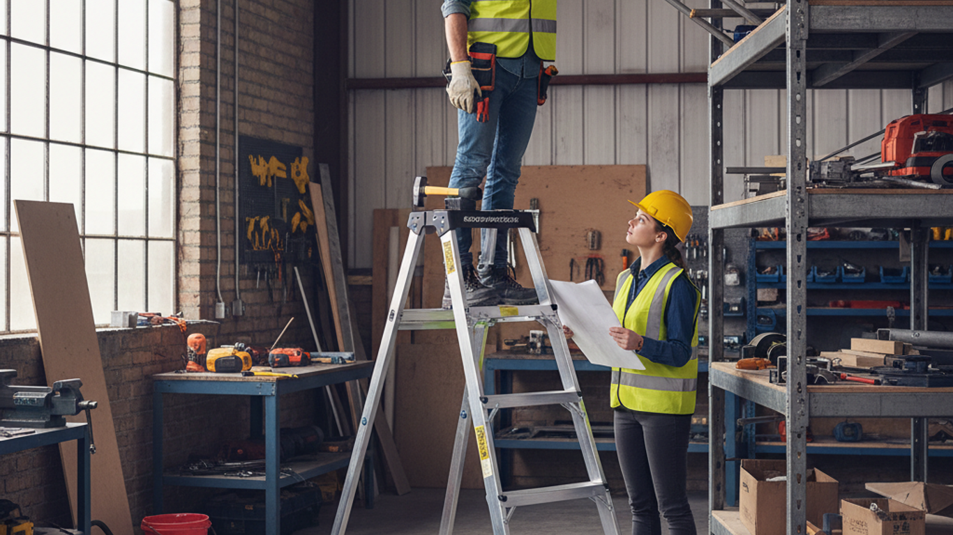 Escabeau en chantier