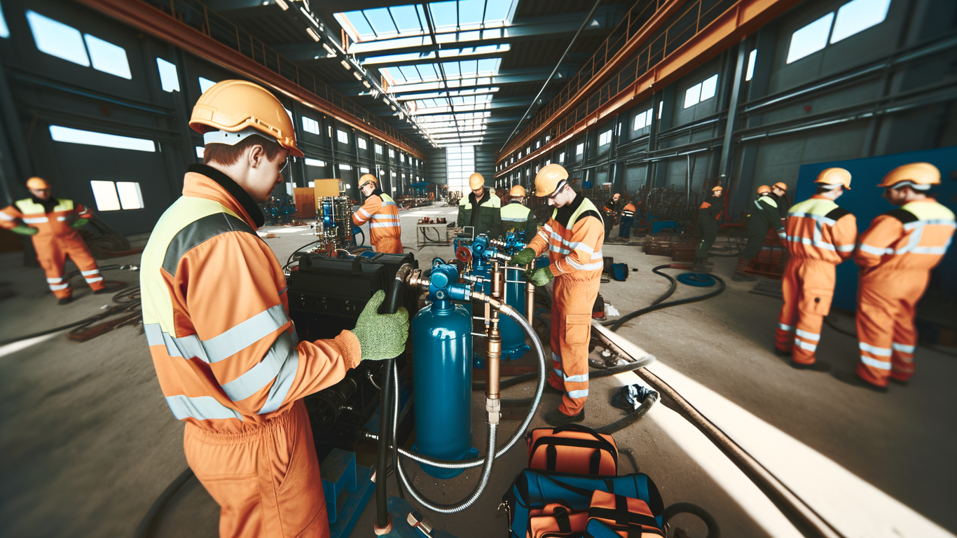 Compresseur à vis industriel en fonctionnement sur chantier