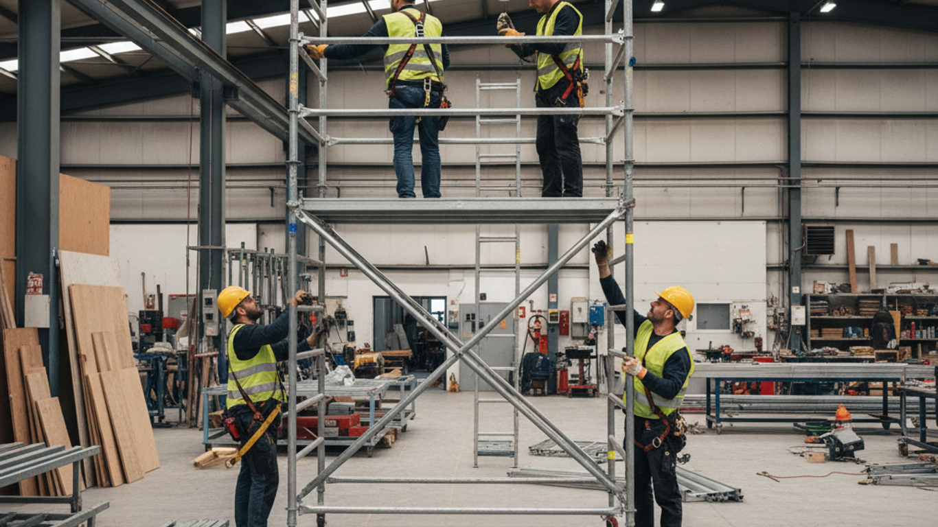 Étapes de montage d'un échafaudage fixe