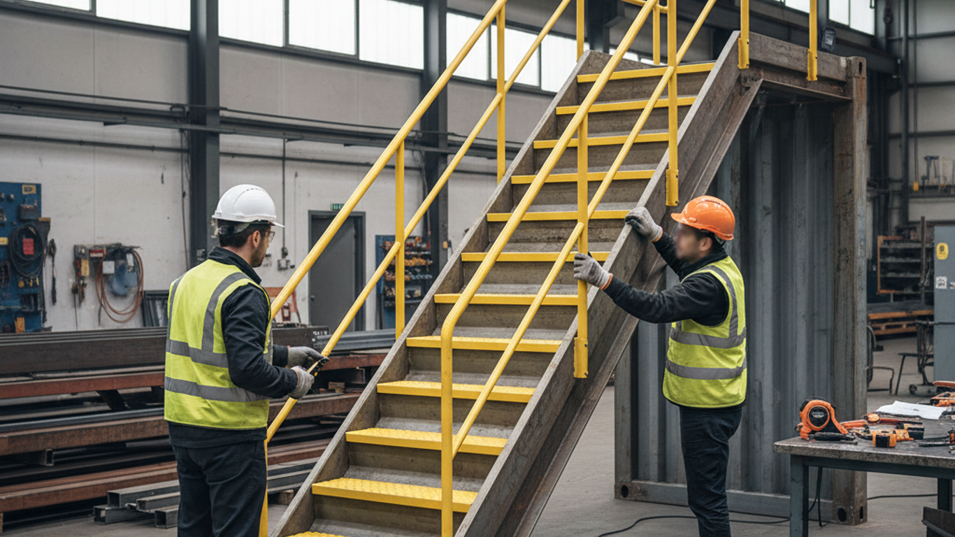 Stabilité des escaliers conteneurs bases vie sur terrain difficile
