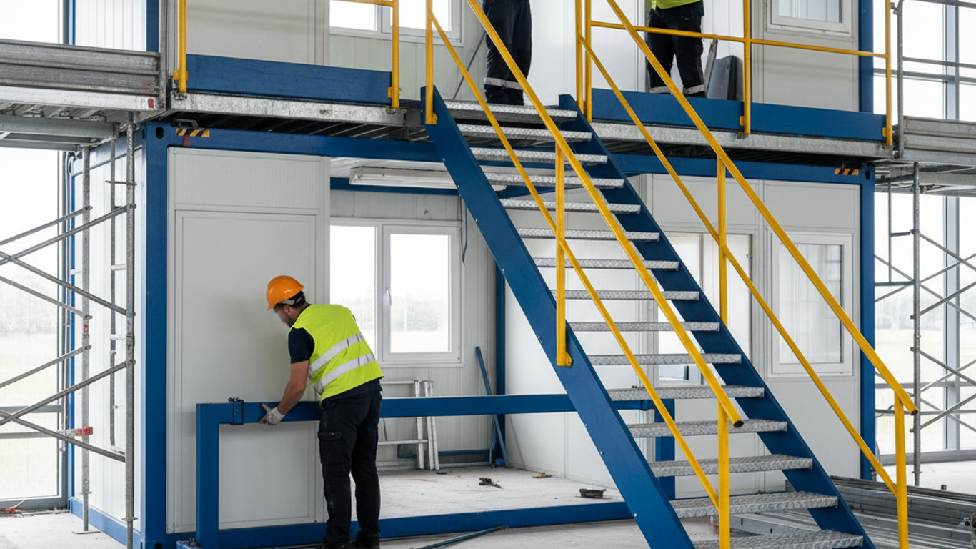 Préparation au démontage des escaliers conteneurs