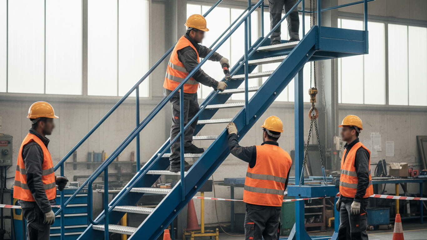 Procédure de démontage étape par étape des escaliers conteneurs