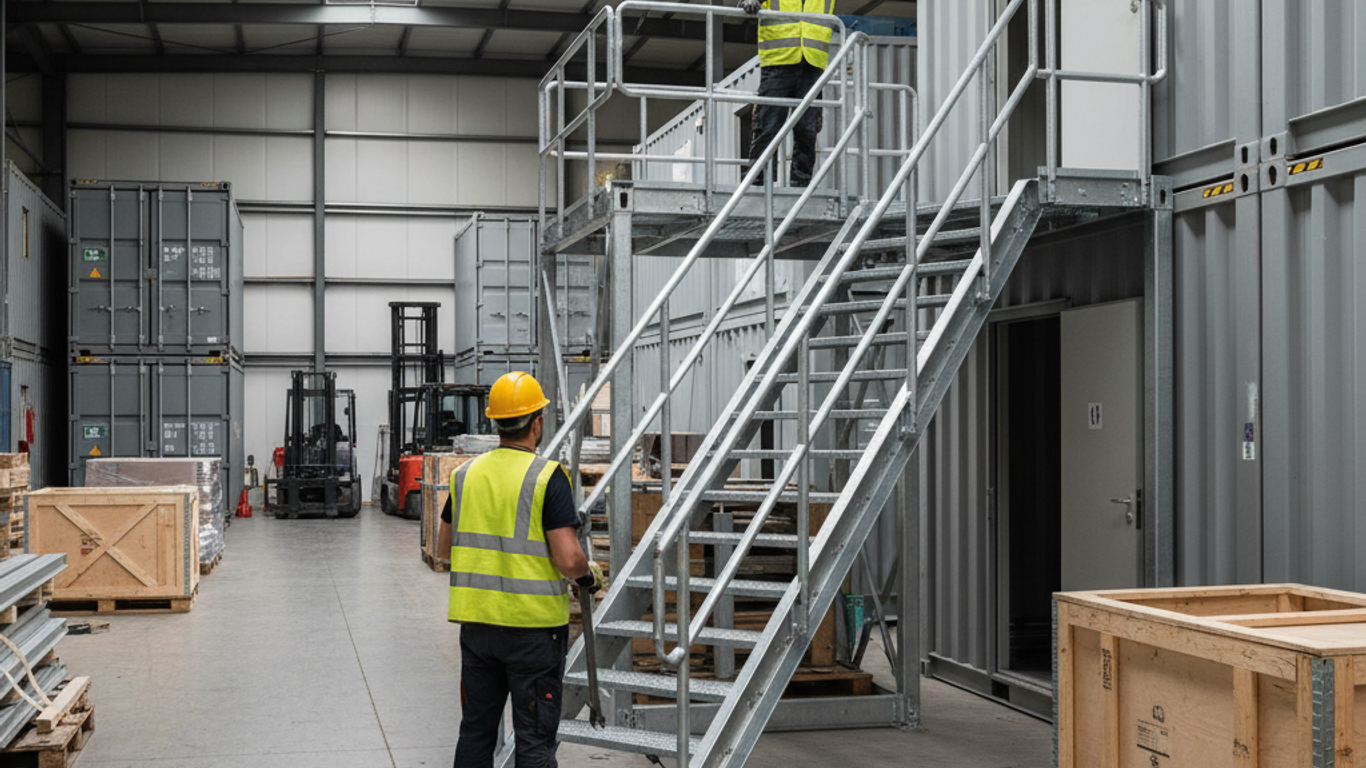 Optimisation et adaptation des escaliers conteneurs bases vie