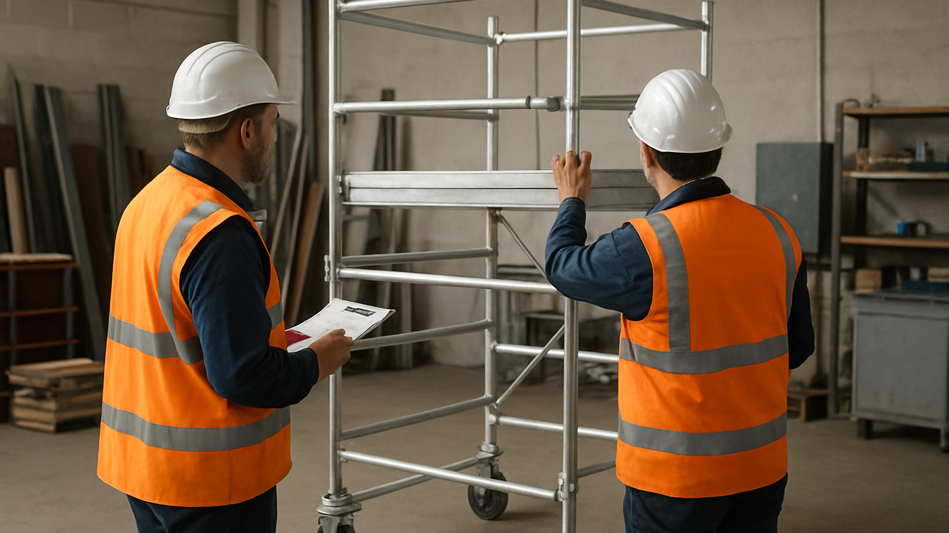 Évaluation des risques et périmètre de sécurité autour d'un échafaudage roulant
