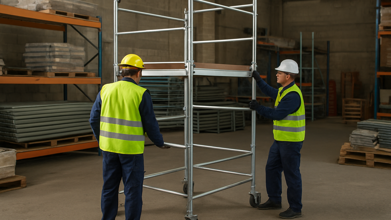 Installation et utilisation efficace d'un échafaudage roulant sur chantier