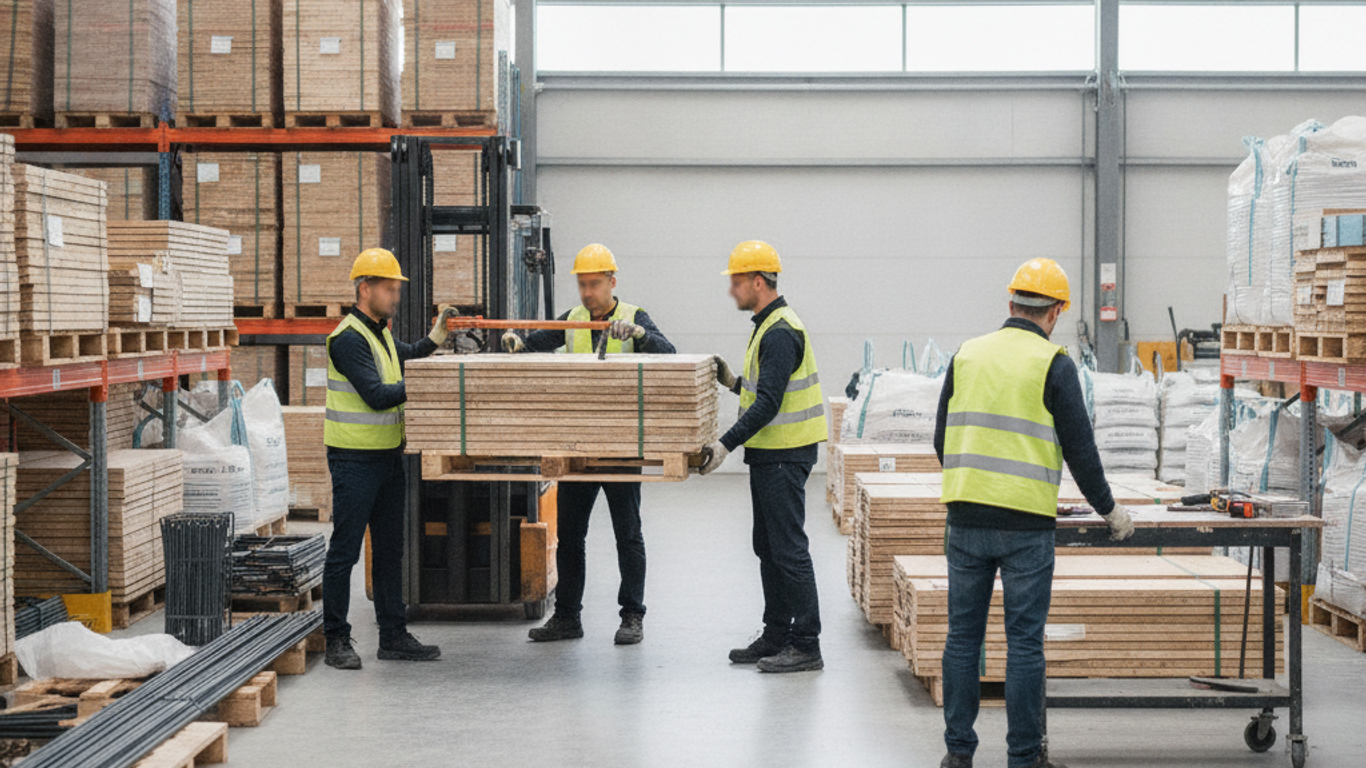 Logistique et stockage des panneaux bois de coffrage sur chantier