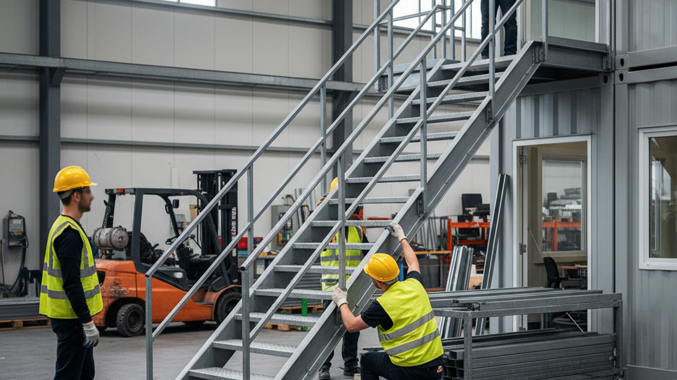 Techniques d'installation rapide pour escaliers conteneurs bases vie