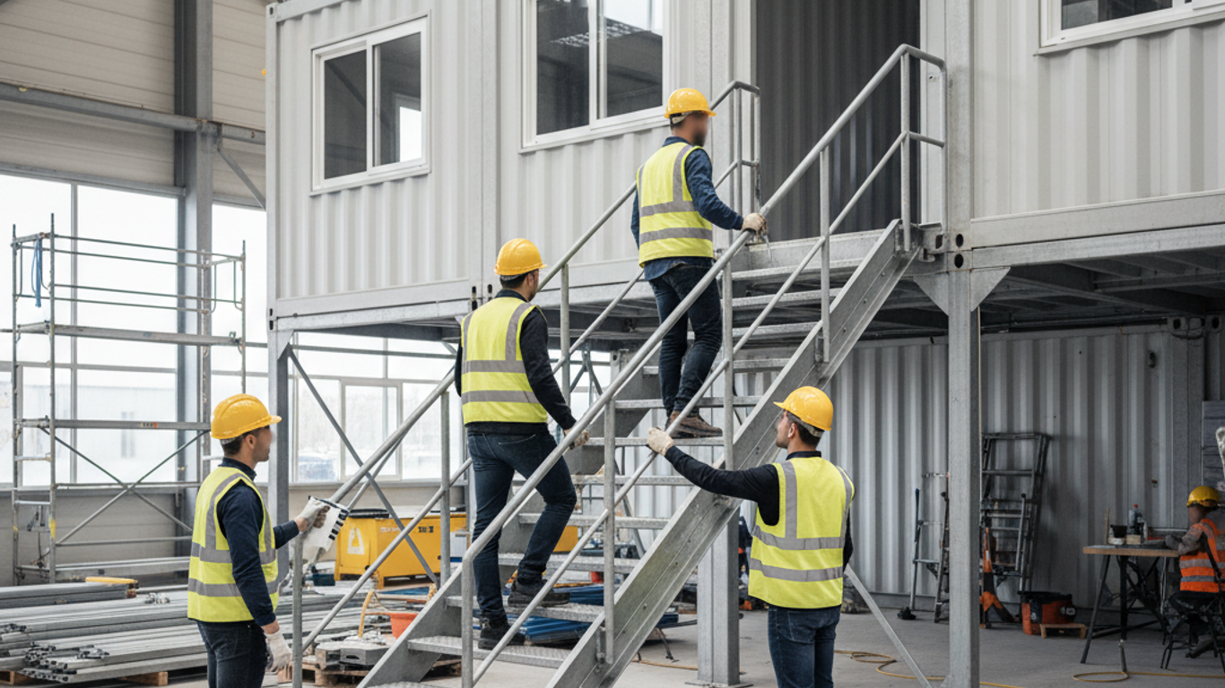 Types et configurations des escaliers conteneurs bases vie