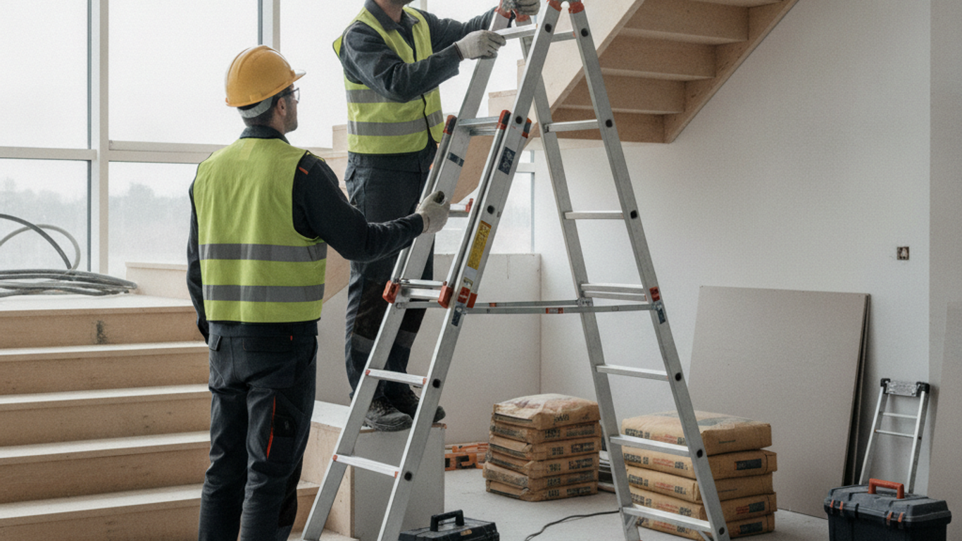 Inspection et préparation d'une échelle pour escaliers avant utilisation