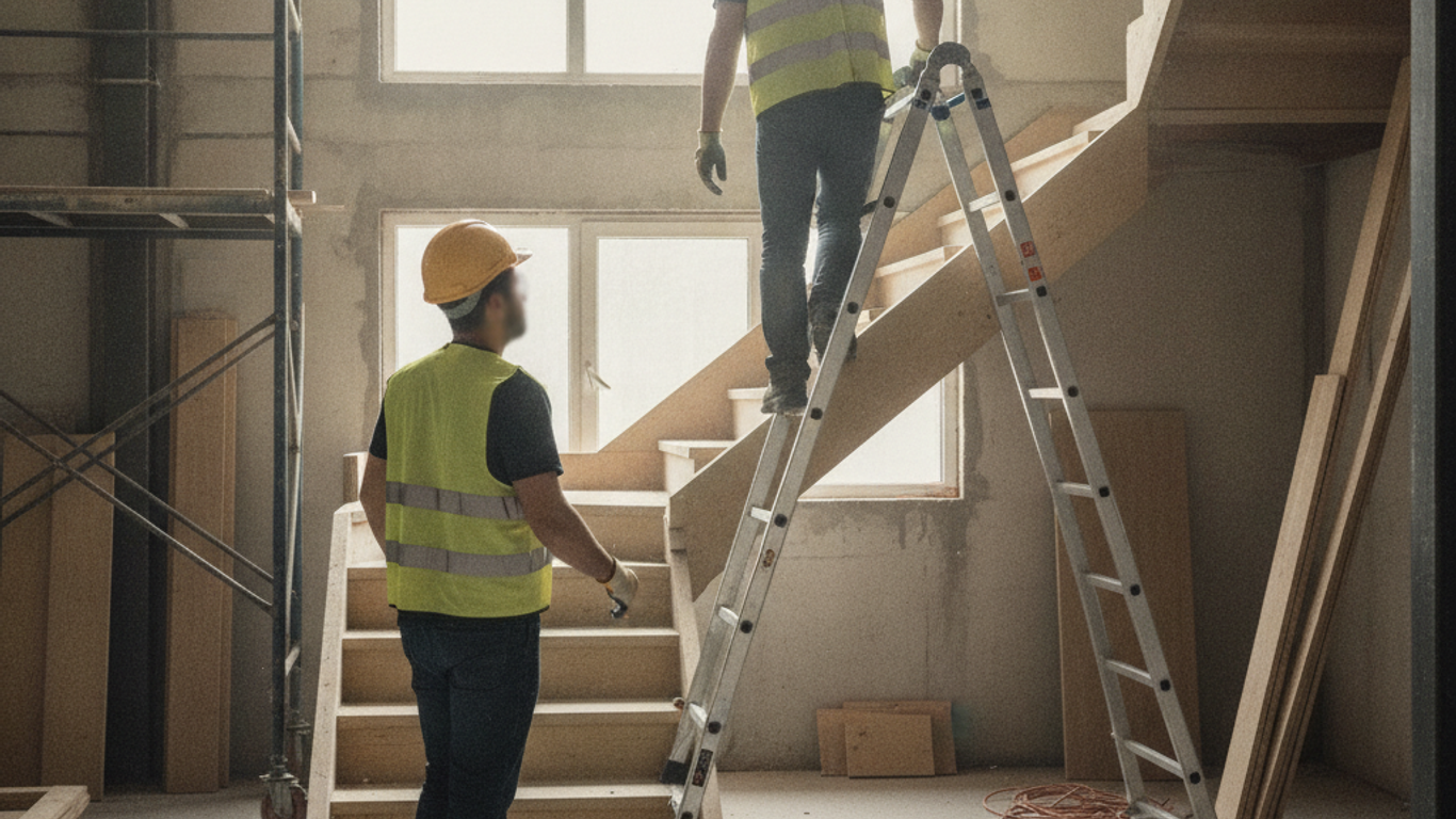 Techniques de montée sécurisée sur une échelle d'escalier