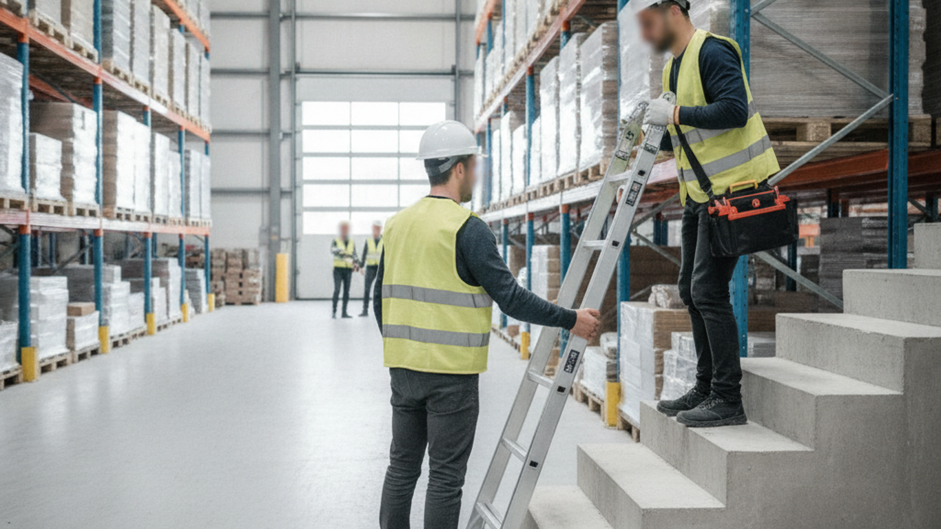 Sécurité et utilisation optimale d'une échelle pour escaliers sur chantier BTP