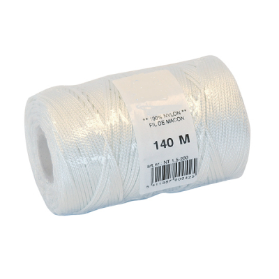 Cordeau nylon Ø 1.5mm - blanc tressé - 140 m