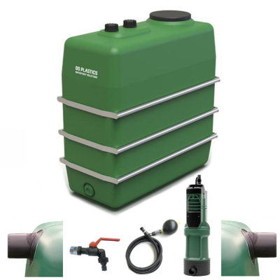 Cuve à eau 1500 litres avec système de pompe pour le jardin