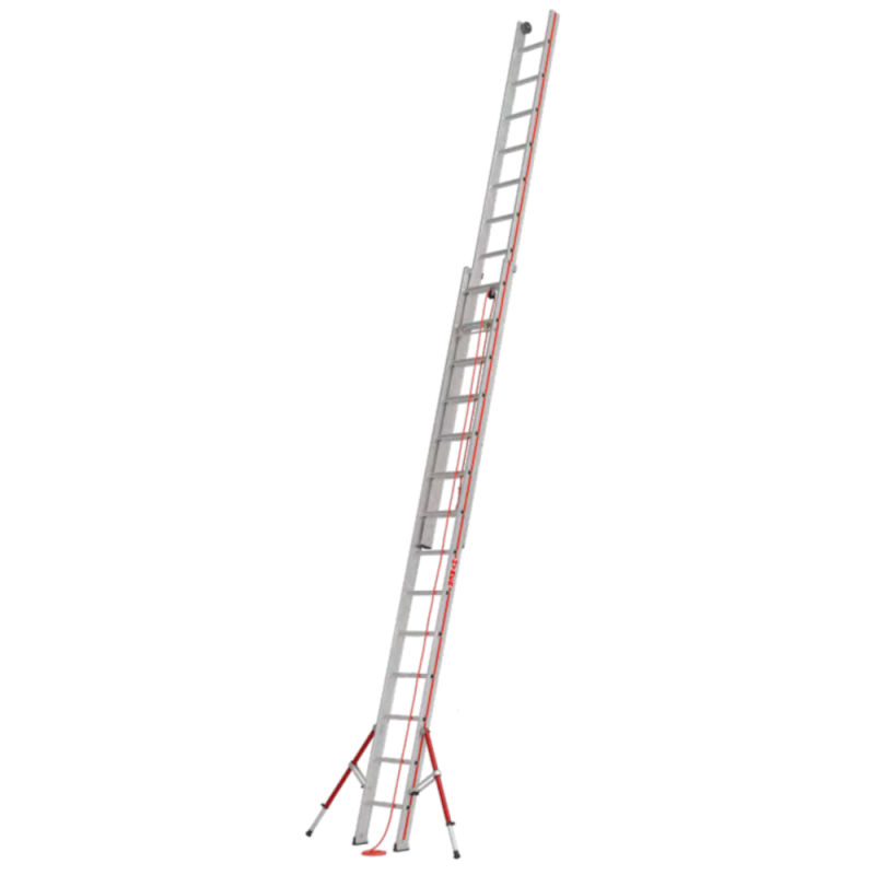 Echelle alu coulissante à corde 2 plans à sabots articulés