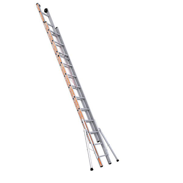 Echelle coulissante aluminium 2 plans à corde avec stabilisateurs