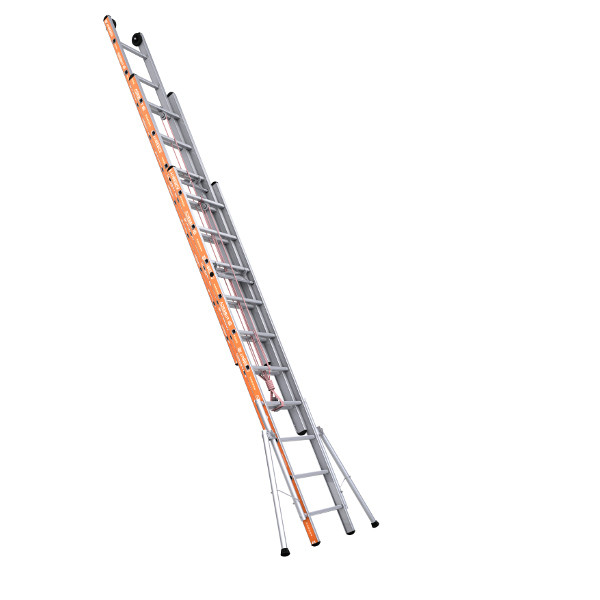 Echelle coulissante aluminium 3 plans à corde avec stabilisateurs