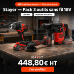 Pack "Offre de Lancement" Stayer 18V Brushless L20 Meuleuse + Perforateur + Perceuse
