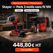 Pack "Offre de Lancement" Stayer 18V Brushless L20 Meuleuse + Perforateur + Perceuse