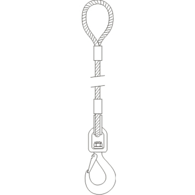 Elingue de levage câble acier boucle/crochet automatique Système S max 3,2T