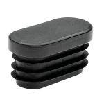 Embout plastique noir rectangulaire arrondi ovale intérieur cannelé