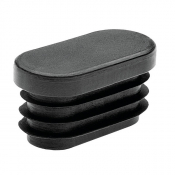 Embout plastique noir rectangulaire arrondi ovale intérieur cannelé