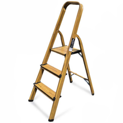 Escabeau ligne élégance aluminium finition bois