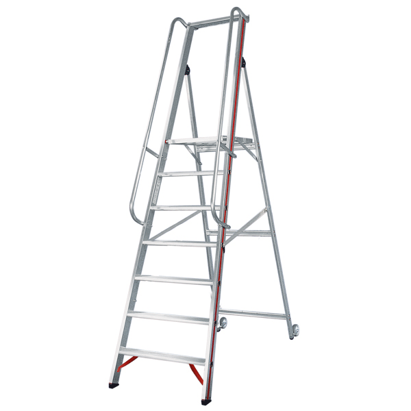 Escabeau mobile plate-forme avec longue main courante