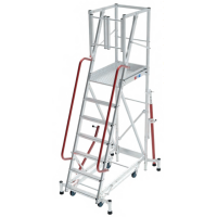 Escabeau mobile de rayonnage en aluminium renforcé et sécurisé Escabeau mobile de rayonnage en aluminium renforcé et sécurisé