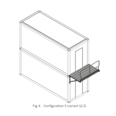 Coursive Acier pour container Galvanisée 2KN largeur 1000mm 1250mm , Garde-Corps Sécurisée