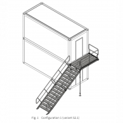 Escalier Modulaire Acier Galvanisé 2KN pour Conteneur Base Vie Chantier