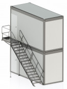 Escalier Réutilisable Acier 2KN pour Conteneur Superposé R+1 R+2 Base Vie Chantier