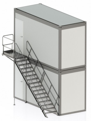 Escalier Réutilisable Acier 2KN pour Conteneur Superposé R+1 R+2 Base Vie Chantier