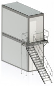 Kit Escalier Temporaire Acier Galvanisé 2KN pour Conteneur Base Vie Montage Rapide
