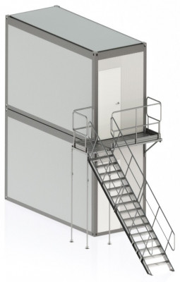 Kit Escalier Temporaire Acier Galvanisé 2KN pour Conteneur Base Vie Montage Rapide