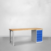 Relaxdays Établi, 2 tiroirs, 2 plateaux de travail, table de bricolage pour  atelier, acier, HxLxP : 90x120x60 cm, noir